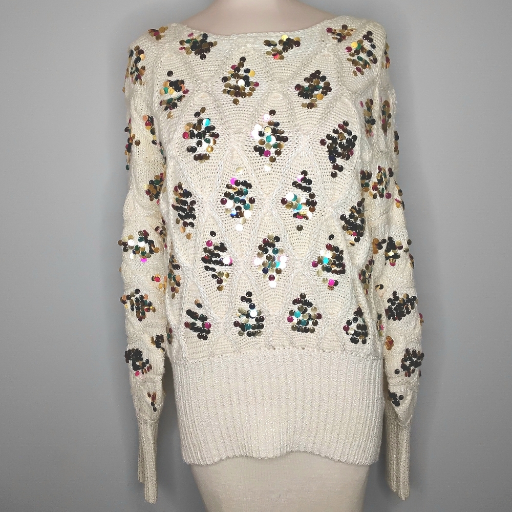 Anthropologie Knit Sequins Sweater